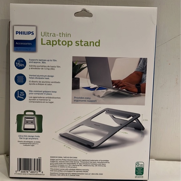PHILIPS Accessories Ultra-Thin Portable Laptop Stand, Vented Aluminum Design - Picture 6 of 7